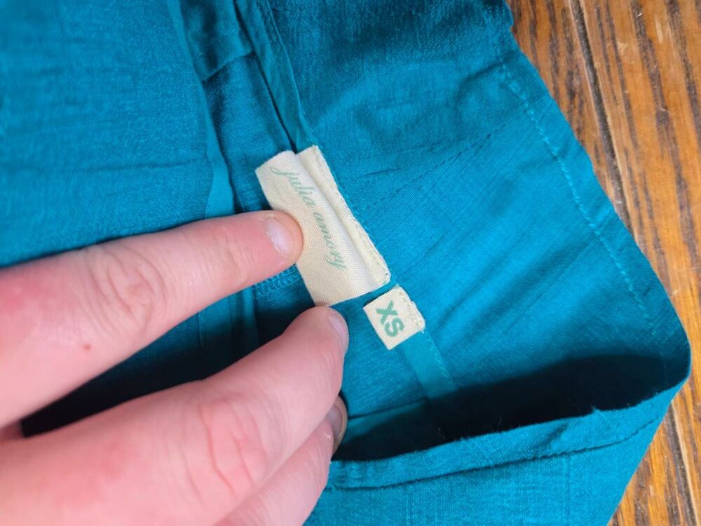 Julia Amory Slim Top Dupioni Top& Deco Jade Teal Pants sz XS - Picture 6 of 7